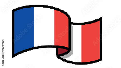 Pixel art of french and polish flags in waving motion