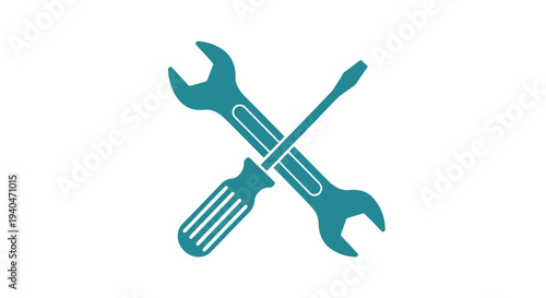 Crossed Wrench and Screwdriver Illustration.