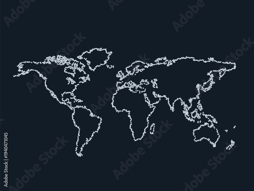 World map design in halftone style