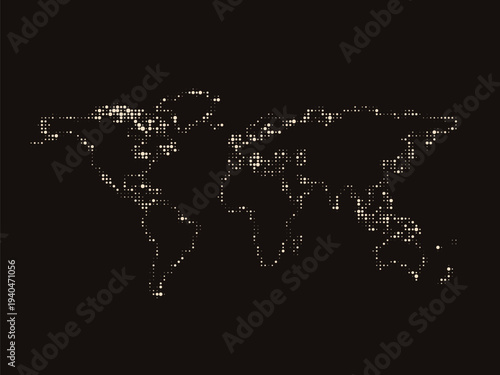 World map design in halftone style