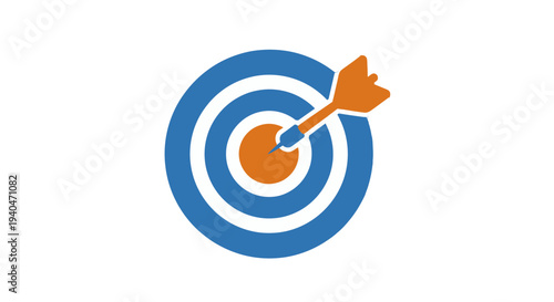 Orange Dart Hitting Blue Target Center.