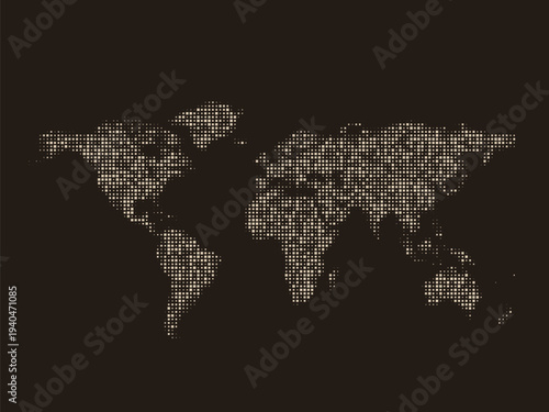 World map design in mosaic pattern style