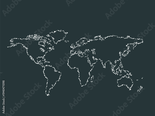 World map design in halftone style