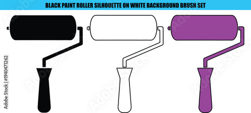 Black and white purple paint roller brush