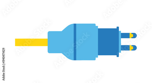 Blue Electric Plug with Yellow Cable.