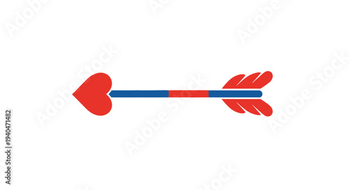 Red Heart Shaped Arrow with Fletching.