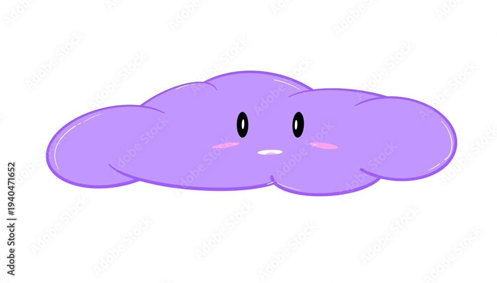 Obraz premium Doodle cloud line aesthetic art beautiful inspired by sky illustration drawing that can be used for sticker, book, scrapbook, icon, decorative, etc. cute with emotion cartoon baby purple color