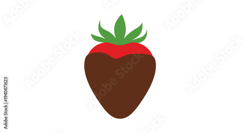 Chocolate Covered Strawberry with Green Leaves.