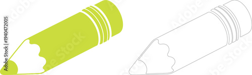 Black and white silhouettes of two sharpened pencils