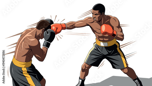Energetic boxing match illustration with vibrant colors and dynamic movement