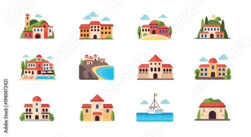 Charming mediterranean houses and landscapes with minimalist style