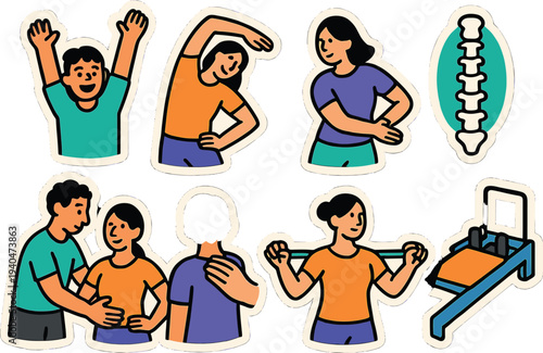 Flat style physical therapy exercises and rehabilitation activities