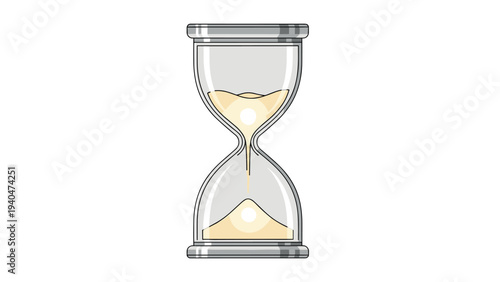 Classic hourglass with flowing sand in transparent glass