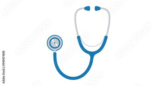 Flat stethoscope design in blue and grey for medical themes