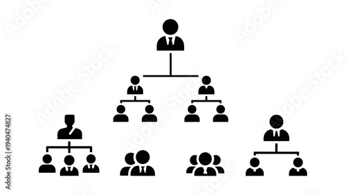 Corporate structure hierarchy in minimal silhouette design