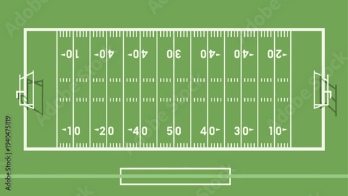 American football field with yard lines and goalposts on green background