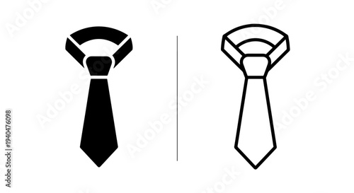 Formal tie icon, solid black and outline styles
