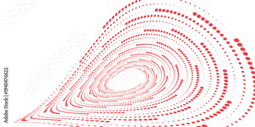 Vector dotted speed lines in vortex form. Geometric art. Segmented circle. Arc lines. Trendy design element for frame, round logo, sign, symbol, web, prints, posters, template, pattern, backdrop