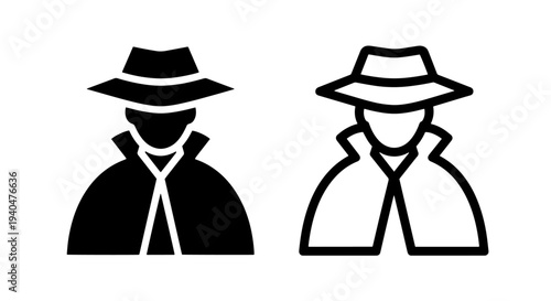 Detective in hat icon - mystery and espionage symbol