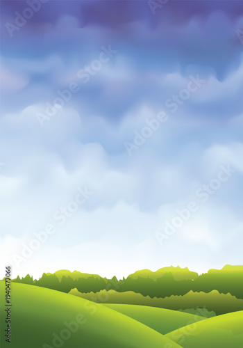 Green Hills Landscape Background Nature Countryside Vector Illustration