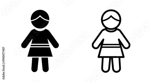 Person icon, female figure silhouette