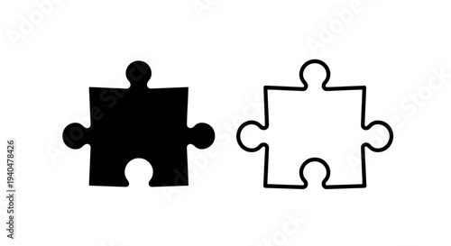 Puzzle piece icon, interlocking, symbolizing solution and connection