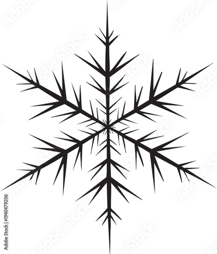 Minimalist geometric snowflake icon on transparent background