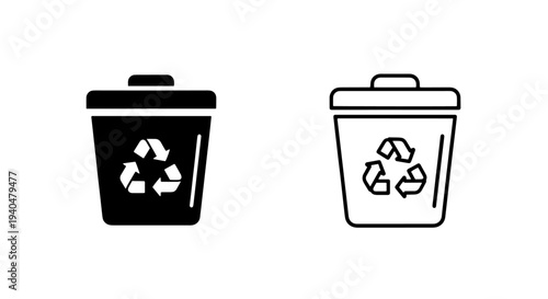 Recycling bin icon with arrows symbol - waste management and ecology
