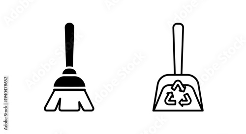 Broom and recycling dustpan icon for eco-friendly cleaning vector