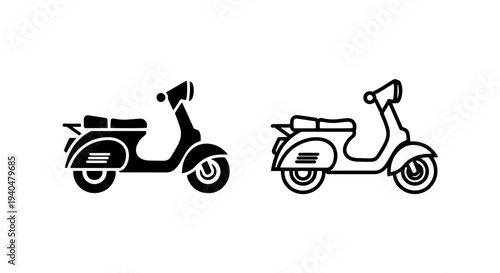 Vintage scooter icon for retro transport and city commuting