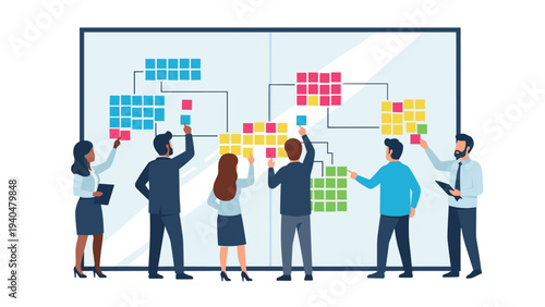Collaborative teamwork planning strategy on a large interactive whiteboard