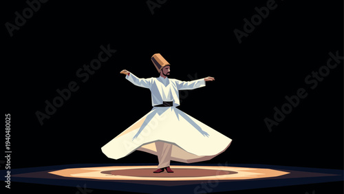 Whirling dervish in motion: traditional dance in minimalist style