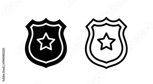 Police badge icon with star symbol for law enforcement and security
