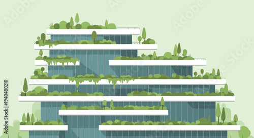 Modern green architecture with terraced urban garden design