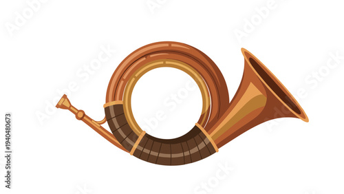 Elegant french horn design with detailed vintage style for music and instrument themes