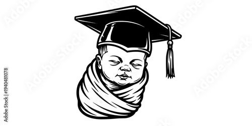 NICU Graduate Premature Baby with Graduation Cap Silhouette