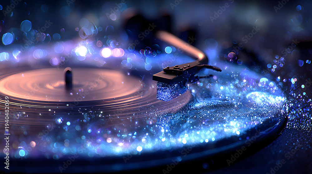 Obraz premium Vinyl record with glowing effects