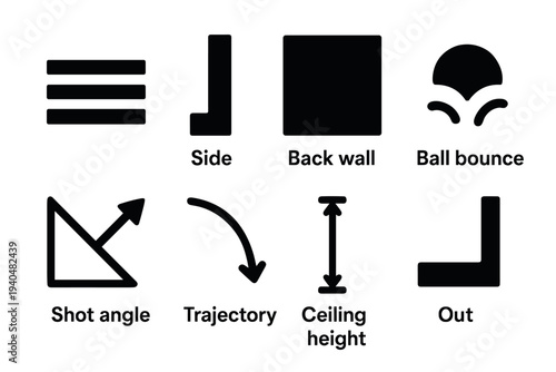 Table tennis tactics: trajectory and bounce icons for training and strategy