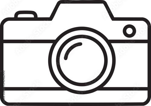Minimalist digital camera line icon with transparent background
