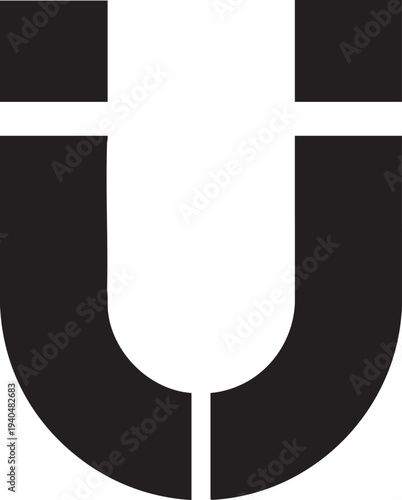 Black Horseshoe Magnet Icon with Transparent Background for Science and Attraction Concepts