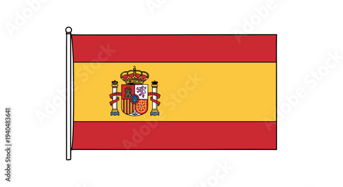 Spanish national emblem on flag displayed in simple rectangle design