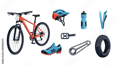 Cycling gear and accessories: bike, helmet, shoes, and more in modern design