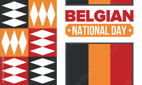 Belgian National Day. Belgium Independence day. Annual holiday in Belgium, celebrated in Jule 21. Patriotic design. Poster, greeting card, banner and background. Vector illustration