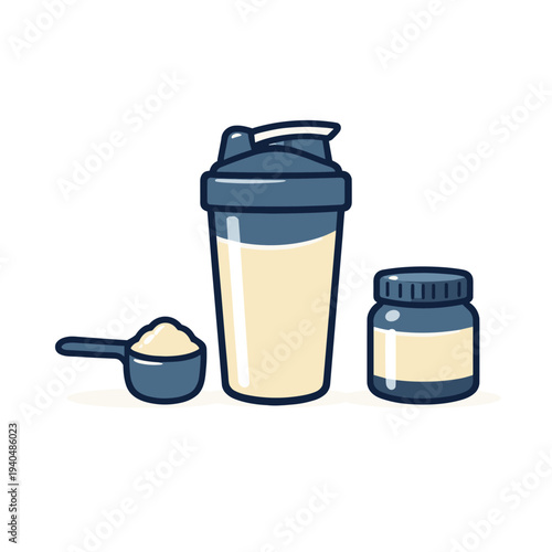 Protein shake and supplement containers for fitness