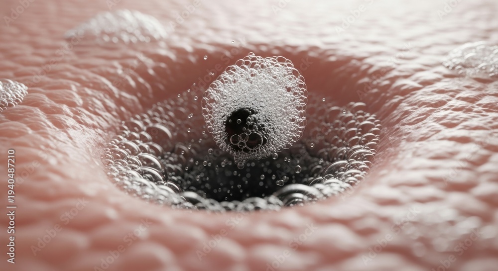 Fototapeta premium Close-up of water bubbles swirling down a drain