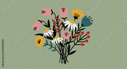 Colorful Wildflowers in a Small Bouquet.