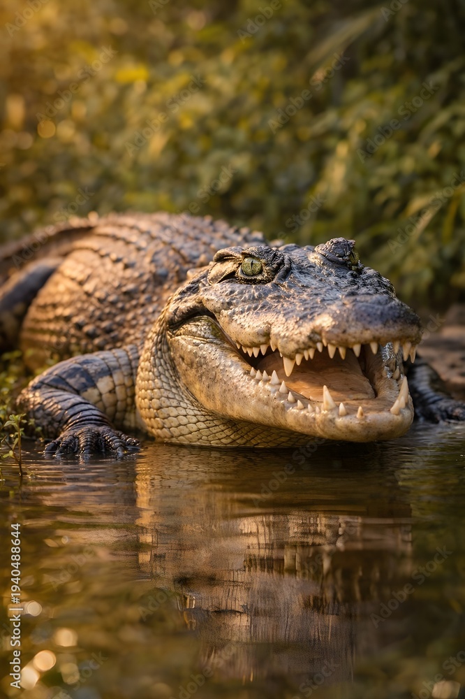 Fototapeta premium alligator in the swamp