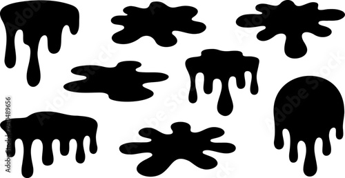 Abstract Melting Paint Blot Set for Creative Liquid Textures and Modern Artistic Graphic Design