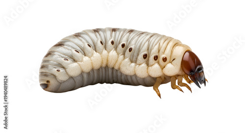 Closeup of a grub insect larva.