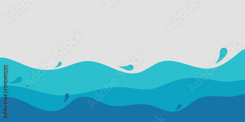 Vector layered blue water wave banner template